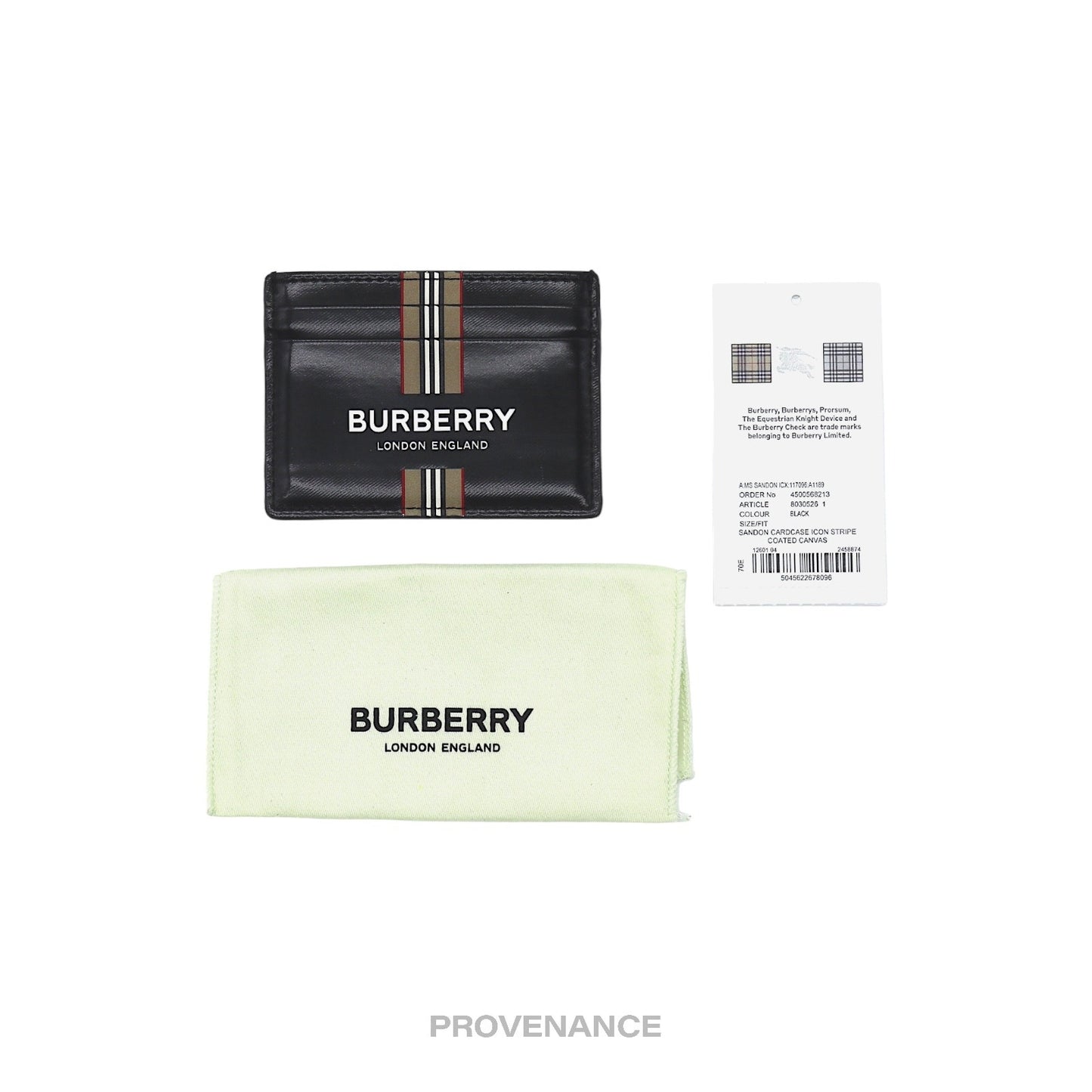 🔴 Burberry Card Holder Wallet - Logo Striped Check Black