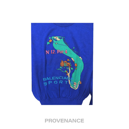 🔴 Balenciaga Sports Golf Crewneck Wool Sweatshirt - Blue L
