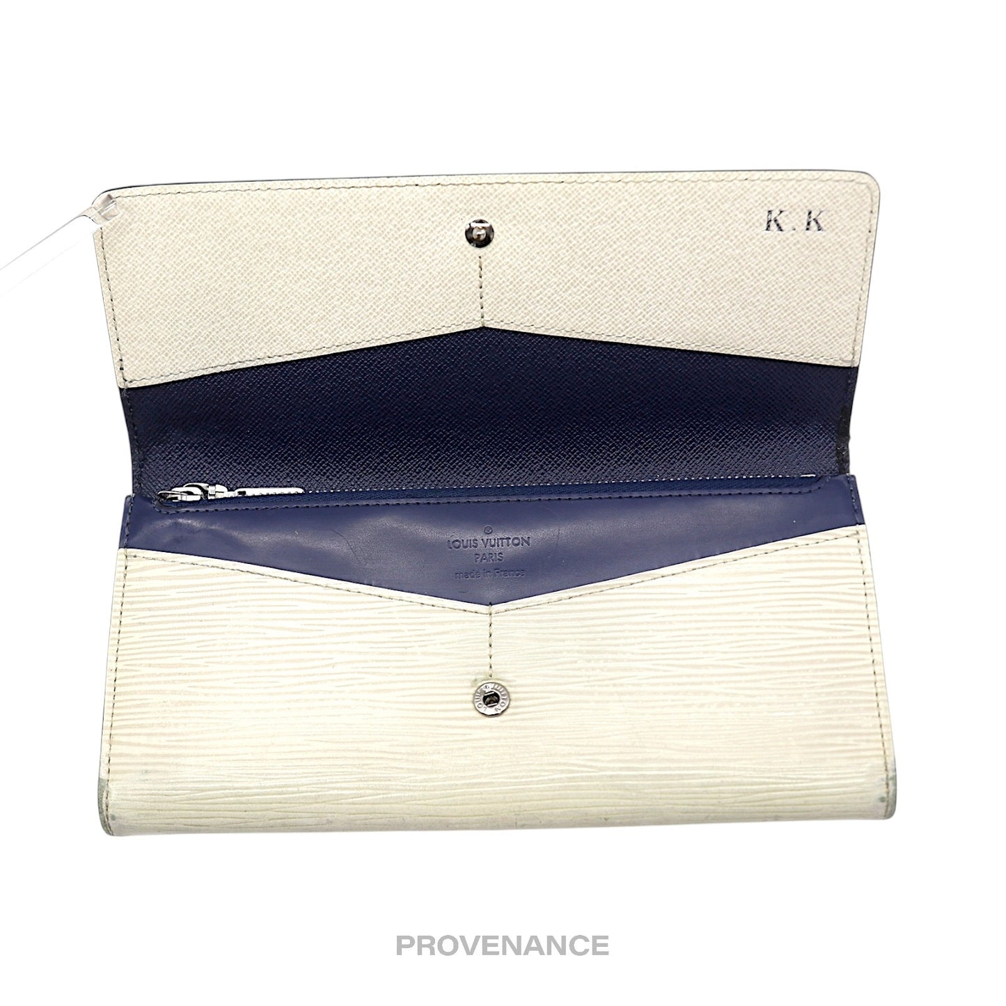 🔴 Louis Vuitton Long Wallet - White Blue Epi Patchwork