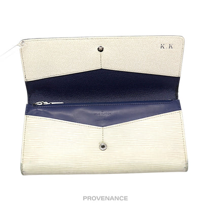🔴 Louis Vuitton Long Wallet - White Blue Epi Patchwork
