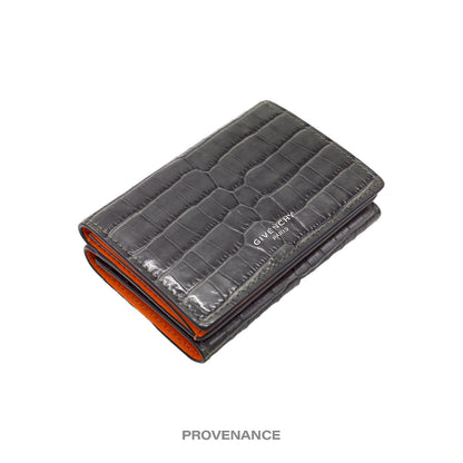 🔴 Givenchy Trifold Wallet - Grey Orange  Croc Leather