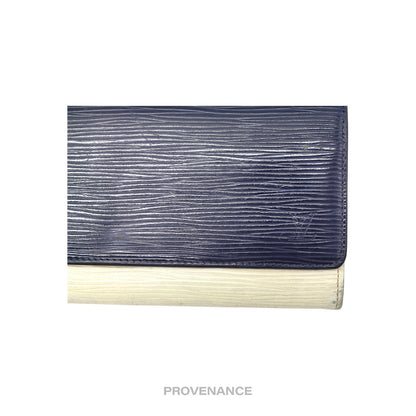 🔴 Louis Vuitton Long Wallet - White Blue Epi Patchwork