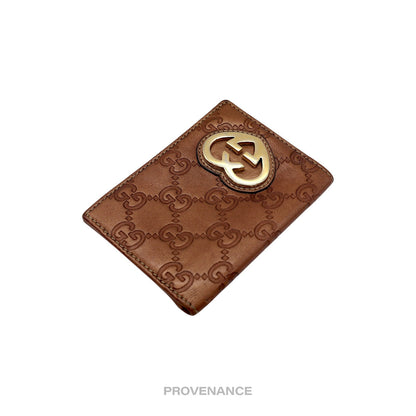 🔴 Gucci GG Heart Pocket Organizer Card Wallet - Bronze