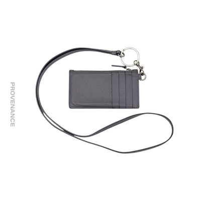 🔴 Balenciaga Logo Neck Lanyard Zip Card Wallet - Gray