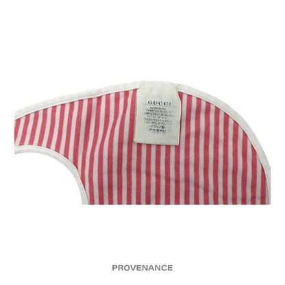 🔴 Gucci Logo Baby Infant Bib - Heart Cherry Striped Cotton