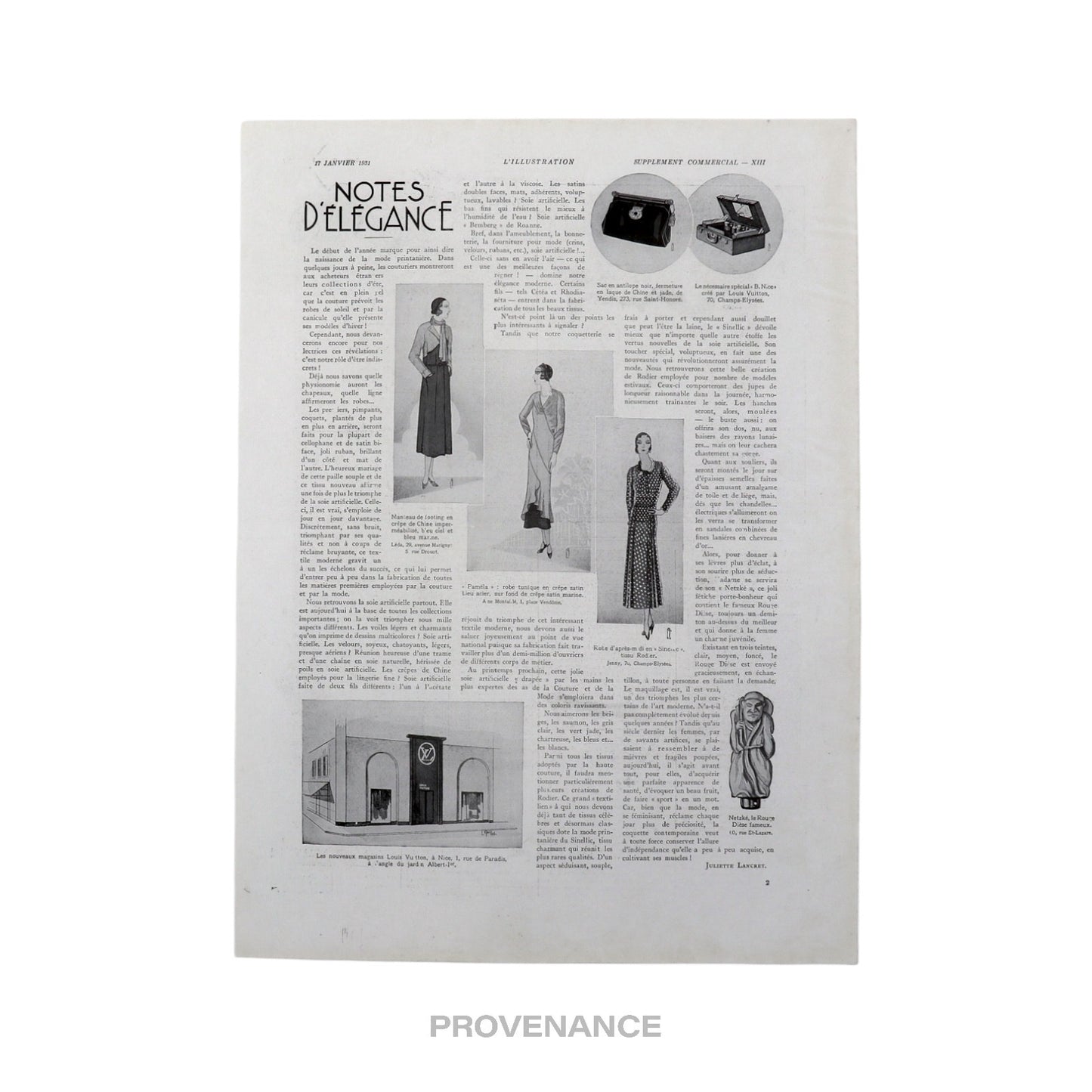 🔴 Louis Vuitton Antique Newsprint Ad - NOTES D'ELEGANCE ii