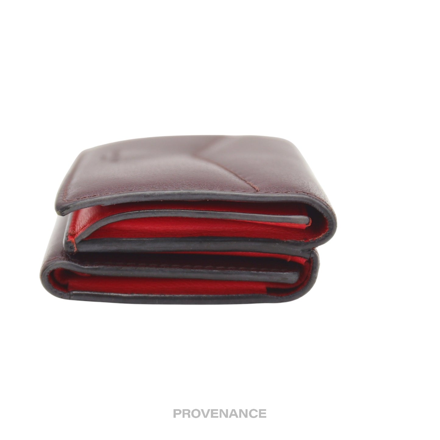 🔴 Givenchy Two Tone Trifold Wallet - Burgundy Red Leather