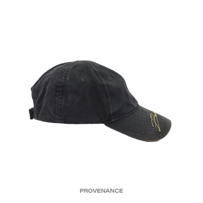 🔴 Balenciaga Embroidered Script Logo Cap - Washed Black