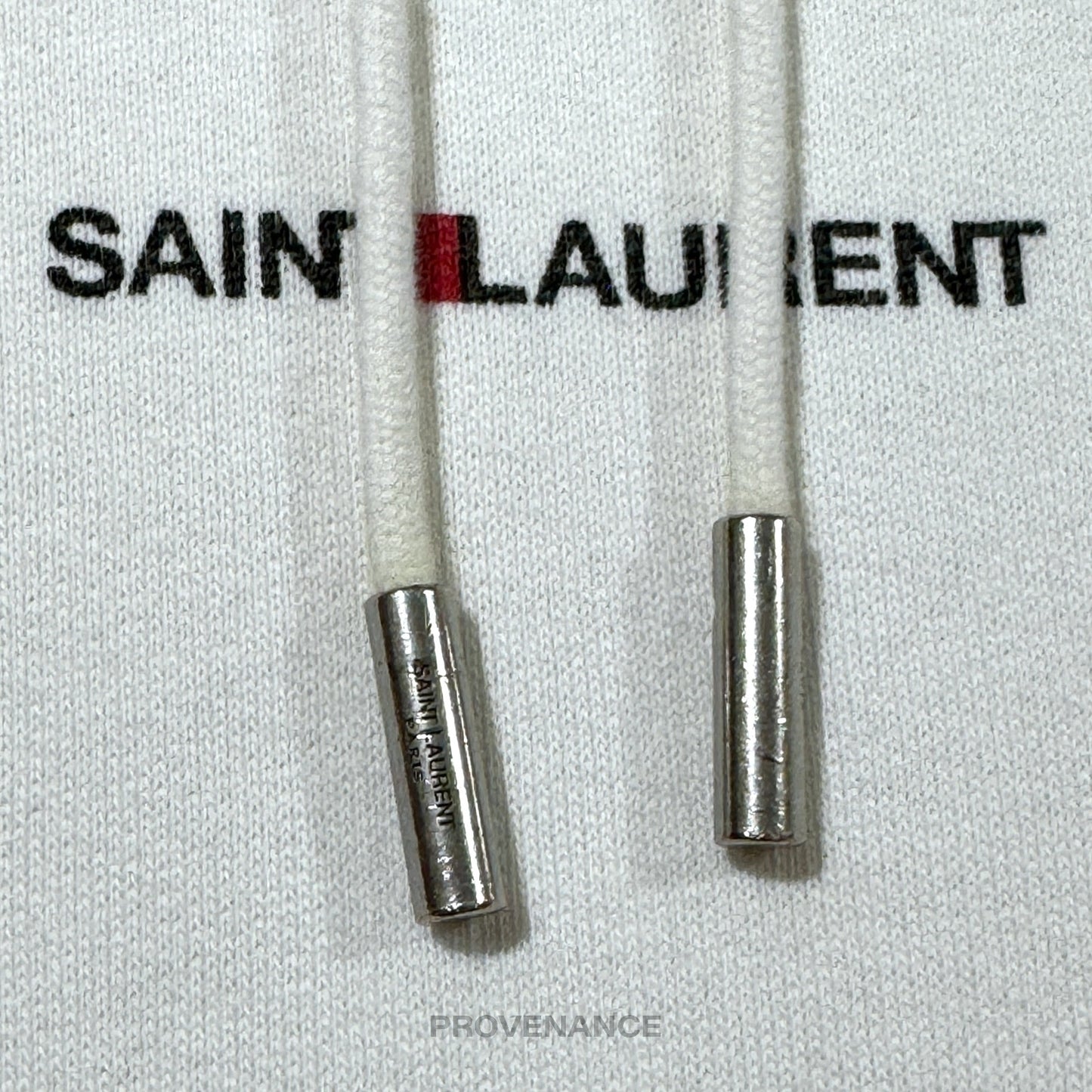 🔴  Saint Laurent Paris SLP Logo Hoodie - White Size XS