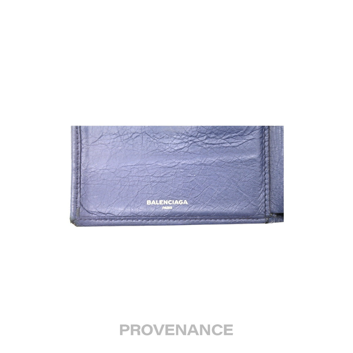 🔴 Balenciaga Screw Stud Bifold Wallet - Navy Blue Lambskin