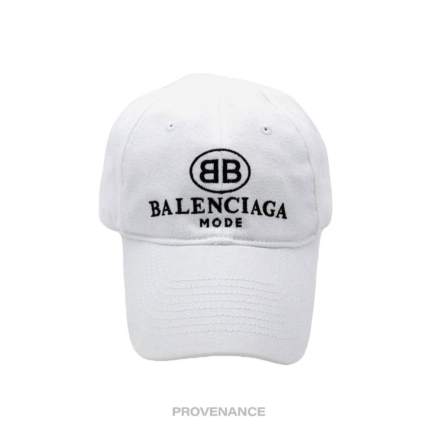 🔴 Balenciaga BB Logo Mode Embroidered Cap Hat - White