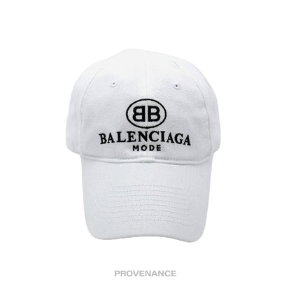 🔴 Balenciaga BB Logo Mode Embroidered Cap Hat - White