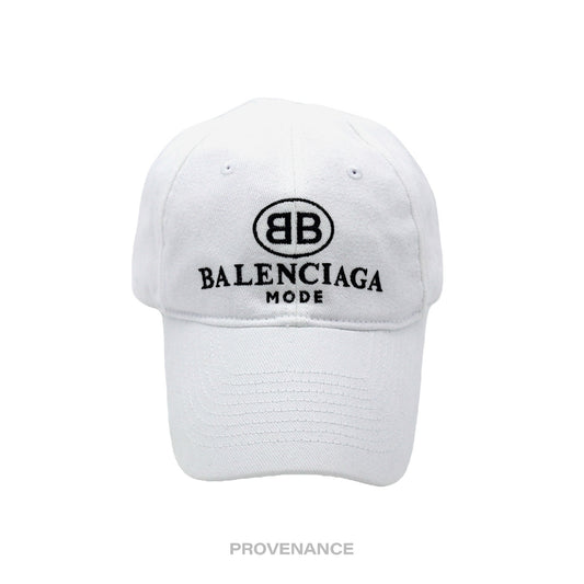 🔴 Balenciaga BB Logo Mode Embroidered Cap Hat - White