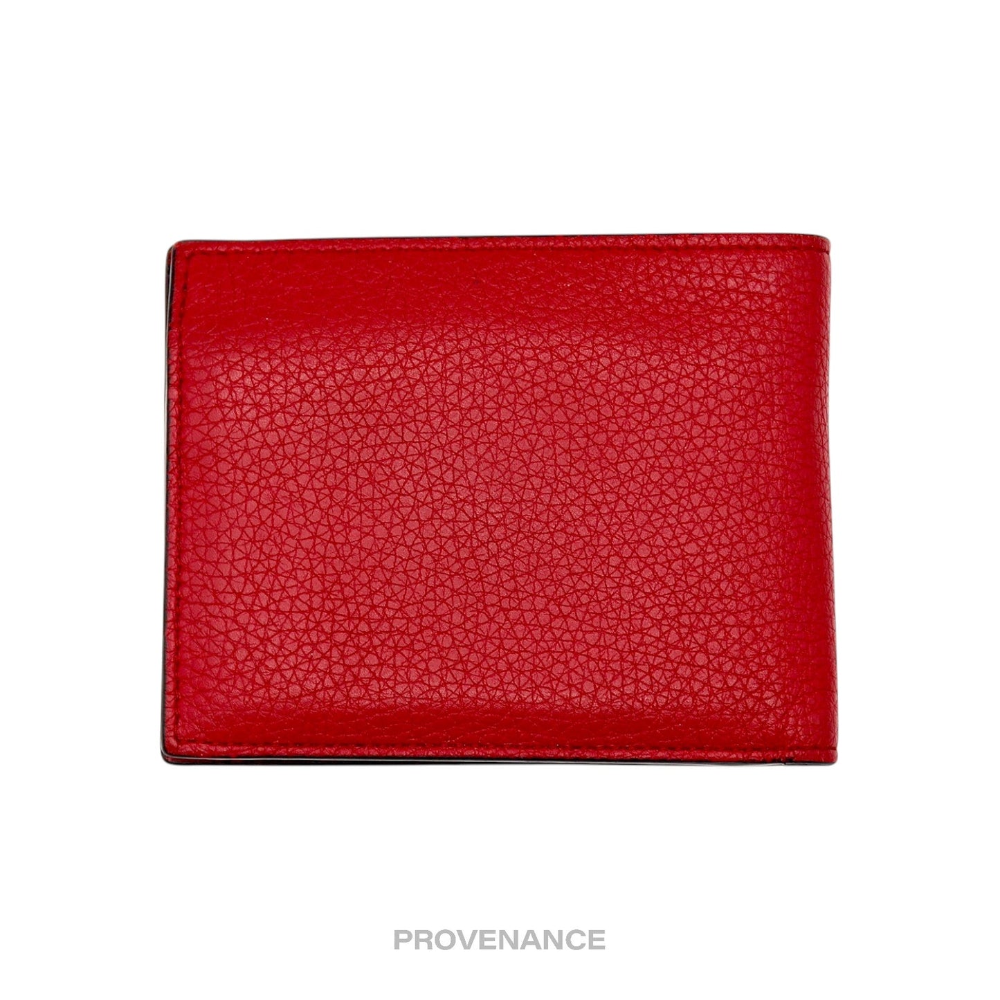 🔴 Fendi  FF Logo Bifold Wallet - Pebbled Red Leather