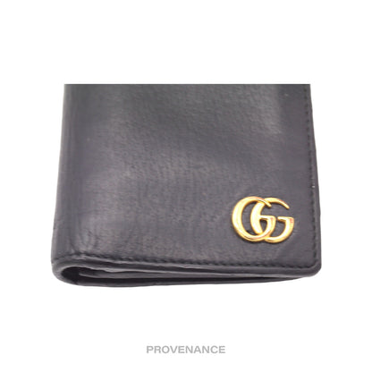 🔴 Gucci GG Marmont Long Wallet - Black Leather