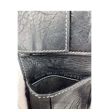 🔴 Balenciaga Bazaar Bifold Wallet - Blue/Black Patchwork