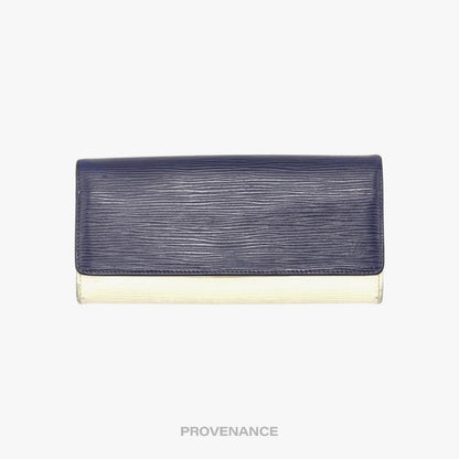🔴 Louis Vuitton Long Wallet - White Blue Epi Patchwork