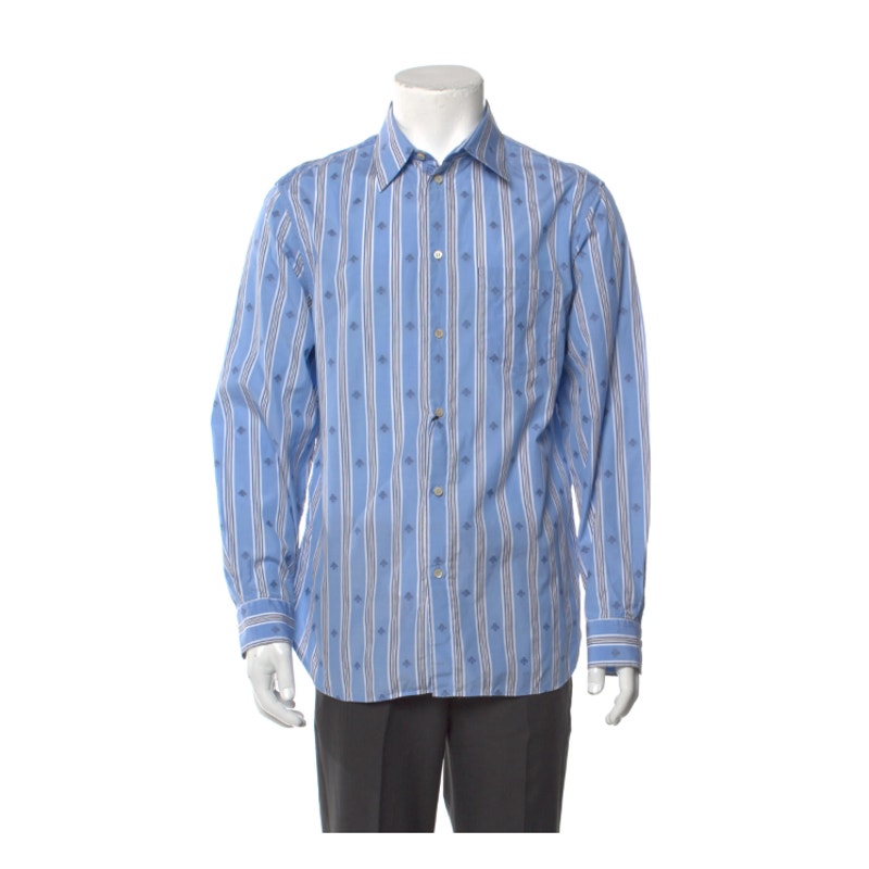 🔴 Gucci Fil Coupe Shirt - Blue Bee Stripe 38 15