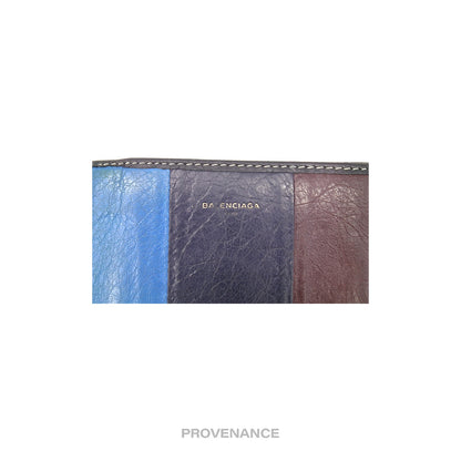 🔴 Balenciaga Bazaar Bifold Wallet - Blue/Black Patchwork