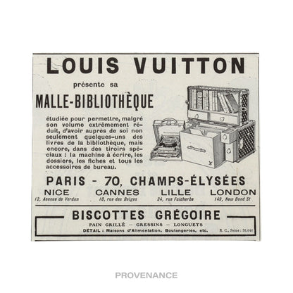 🔴 Louis Vuitton Antique Vintage Newsprint Ad - LIBRARY TRUNK