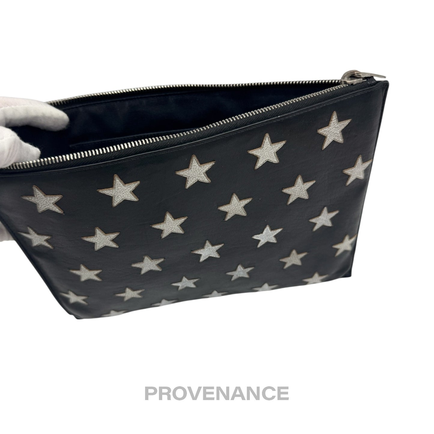 🔴 Saint Laurent Paris SLP Stars Zip Pochette Jour - Black