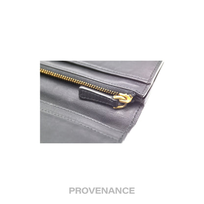 🔴 Burberry Logo Long Wallet - Black Leather