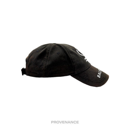 🔴 Balenciaga WFP Embroidered Logo Cap - Black White