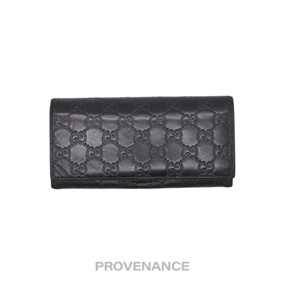 🔴 Gucci Long Wallet - Black Guccissima Leather