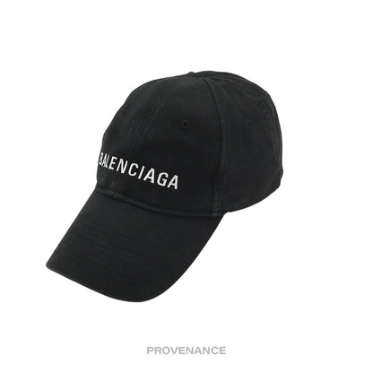 🔴  Balenciaga Embroidered Logo Cap - Washed Black