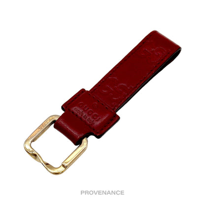 🔴 Gucci Keychain - Red GG Guccissima Leather Gold