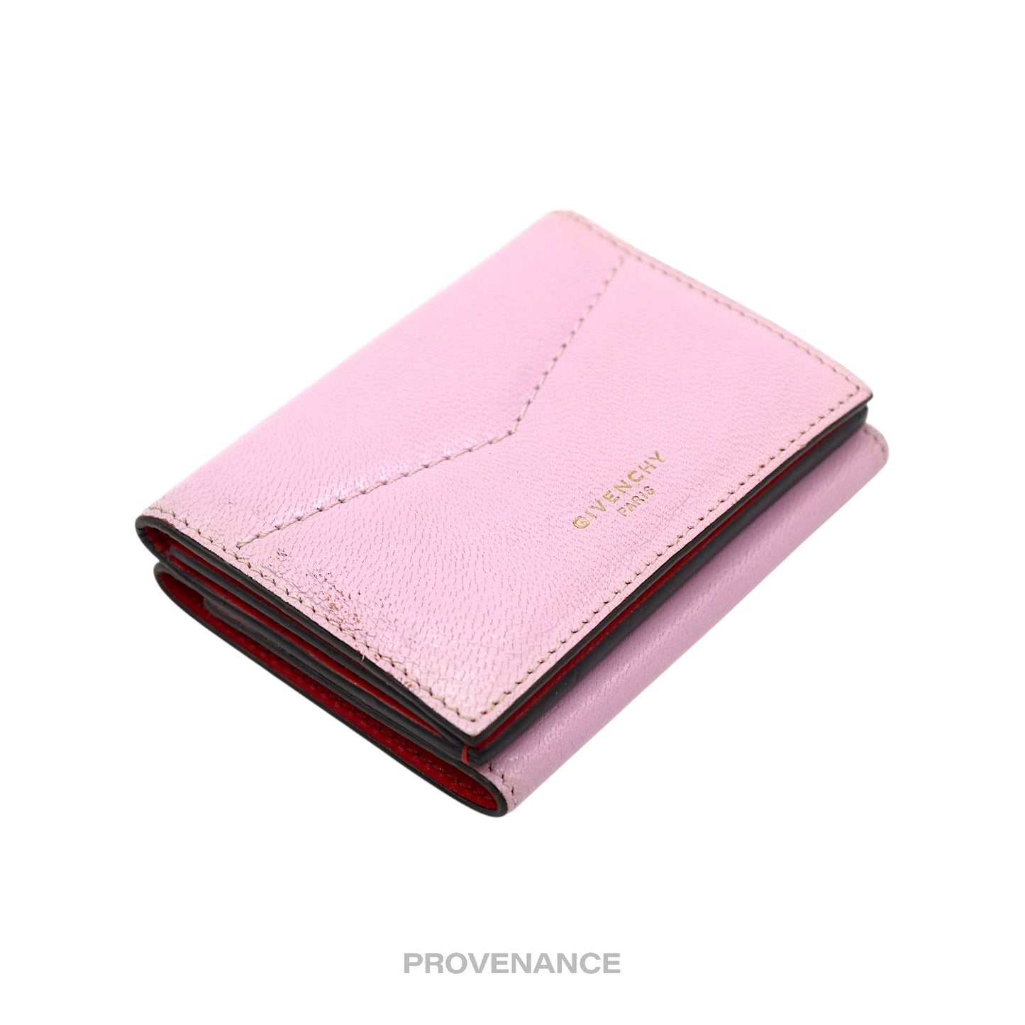 🔴 Givenchy Trifold Wallet - Two Tone Pink Red Leather
