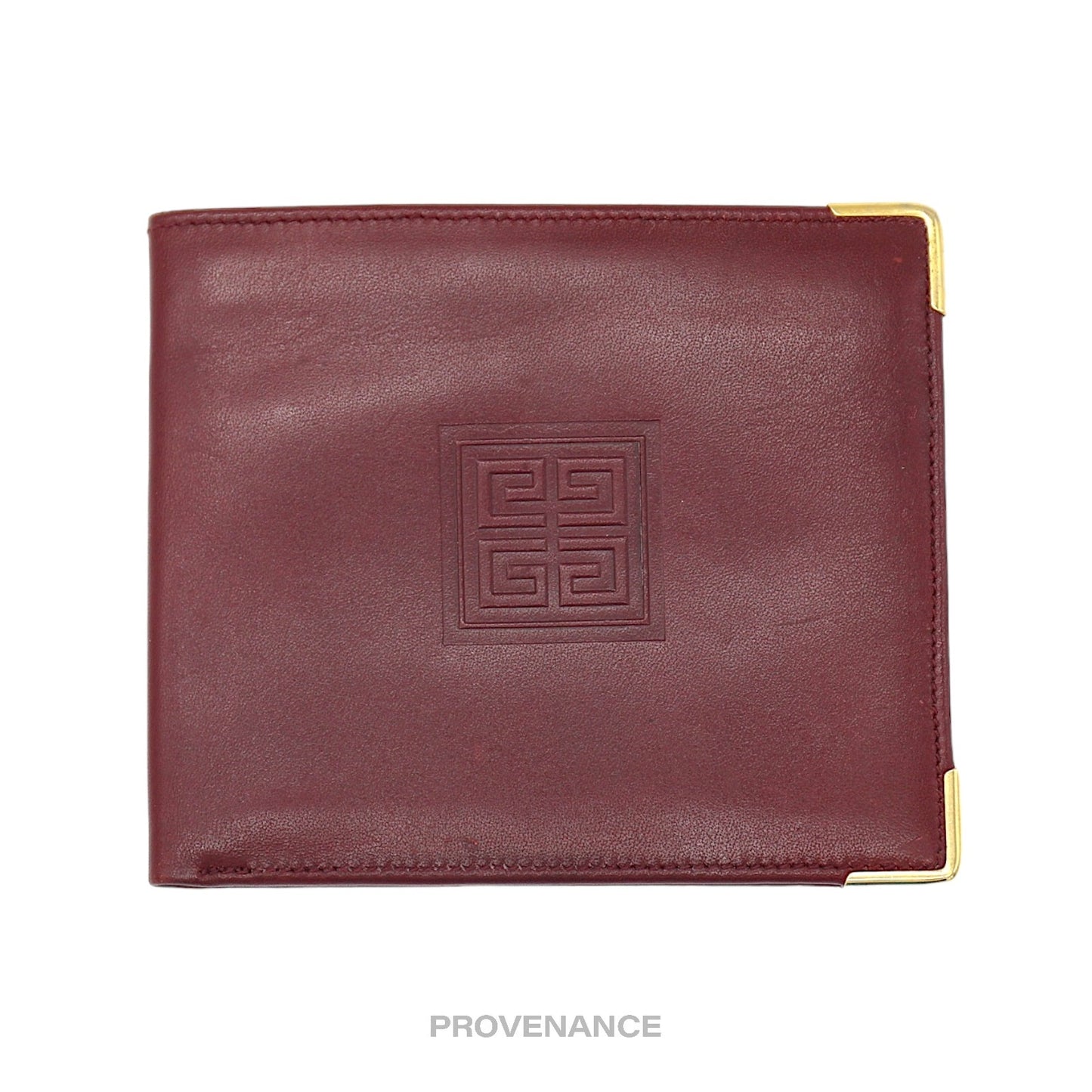 🔴 Givenchy Logo Bifold Wallet - Burgundy Leather