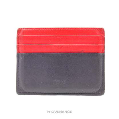 🔴 Fendi Monster Eyes Card Holder Wallet - Red/Black Leather