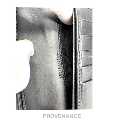 🔴 Gucci Long Wallet - Black Guccissima Leather