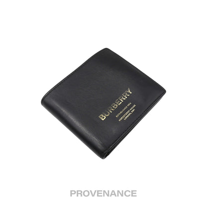 🔴 Burberry Address Logo Bifold Wallet - Black Leather