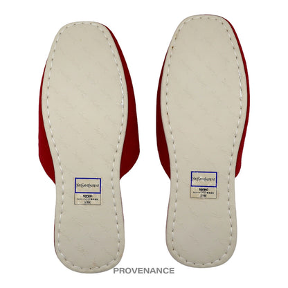 🔴 Yves Saint Laurent YSL Logo Slipper - Red Canvas