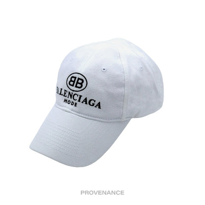 🔴 Balenciaga BB Logo Mode Embroidered Cap Hat - White