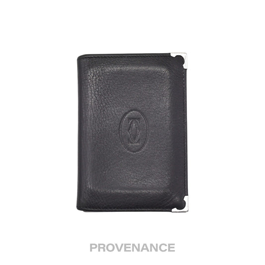 🔴 Cartier Pocket Organizer Wallet - Black Red Leather