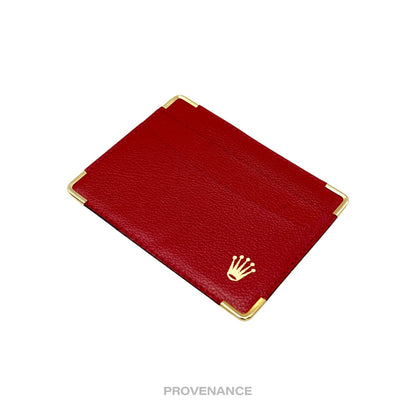 🔴 Rolex Card Holder Wallet - Red Leather