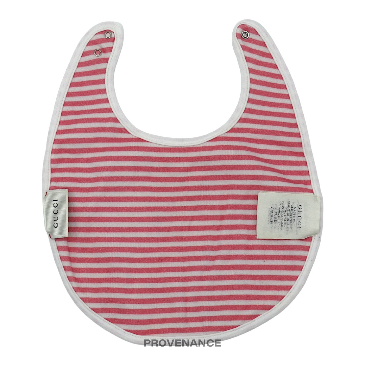 🔴 Gucci Logo Baby Infant Bib - Heart Cherry Striped Cotton