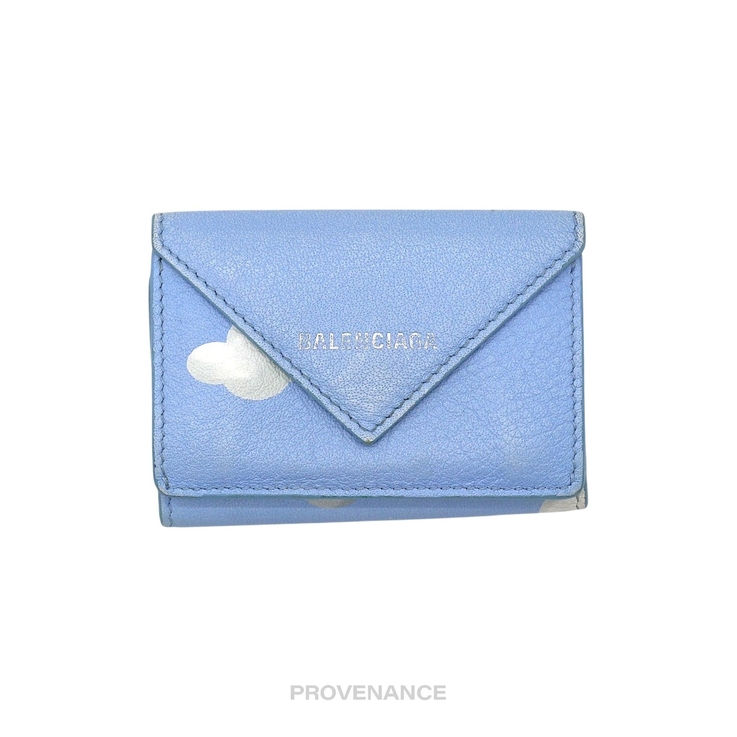 🔴 Balenciaga Papier Mini Card Wallet - Clouds Blue Leather
