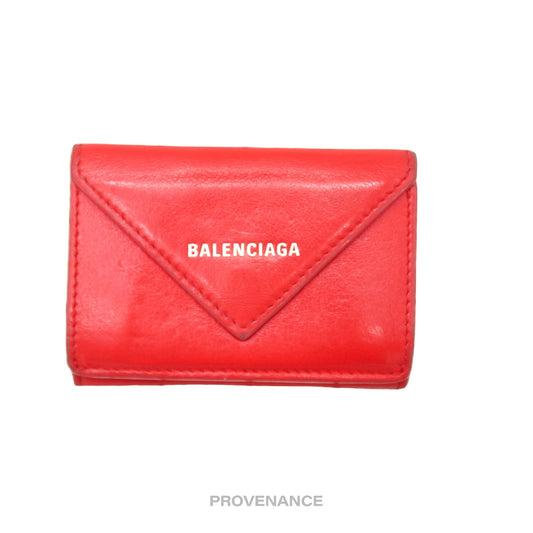 🔴 Balenciaga Papier Mini Wallet - Red Leather