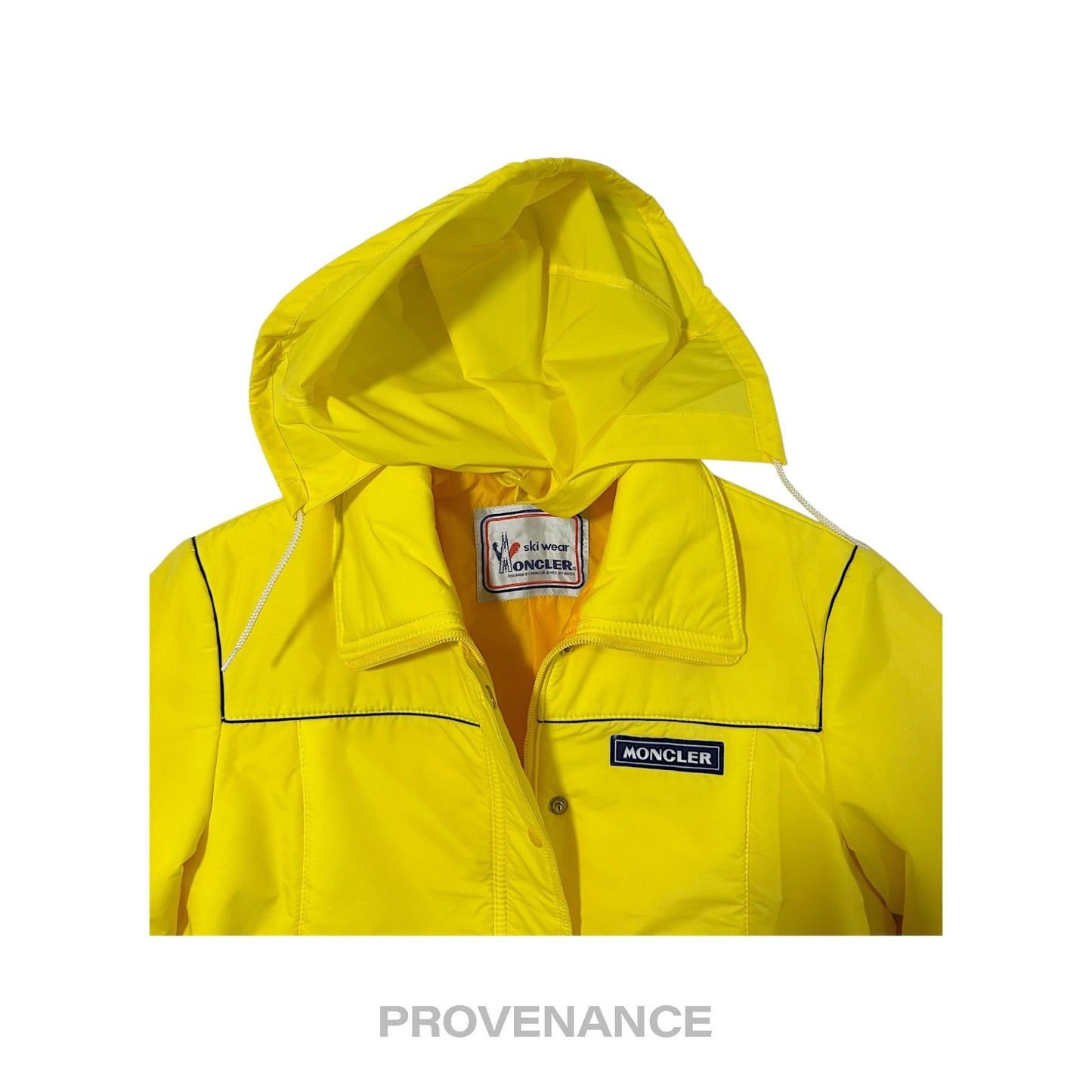 🔴 Moncler Logo Light Ski Jacket Coat - Yellow L Hood