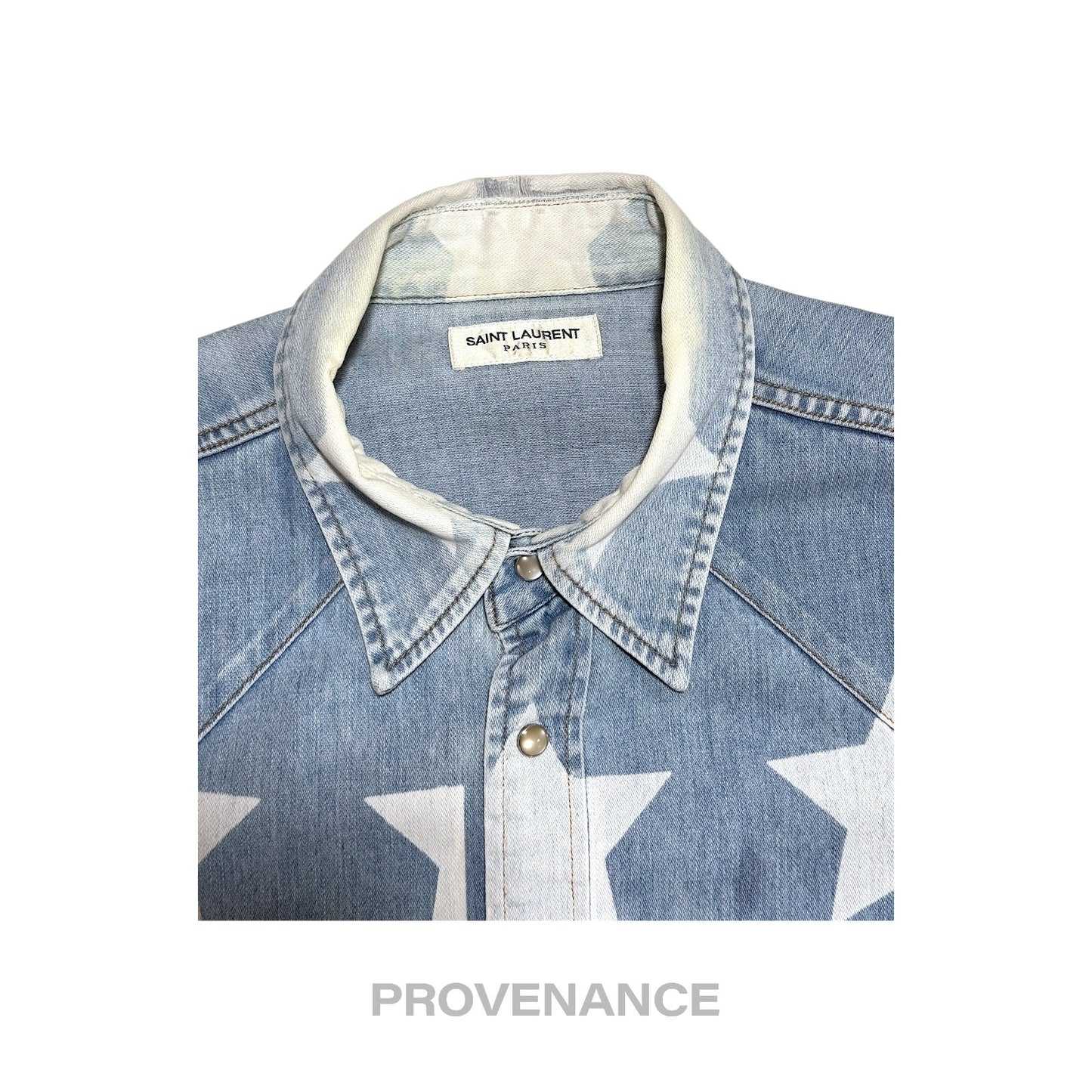 🔴 Saint Laurent Paris SLP Western Denim Shirt - Stars S