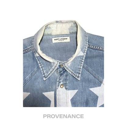 🔴 Saint Laurent Paris SLP Western Denim Shirt - Stars S