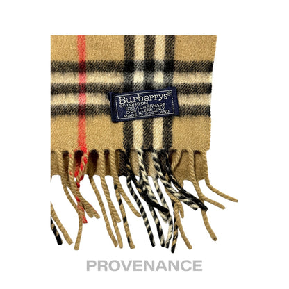 🔴 Vintage Burberrys Scarf Nova Check 100% Cashmere Camel