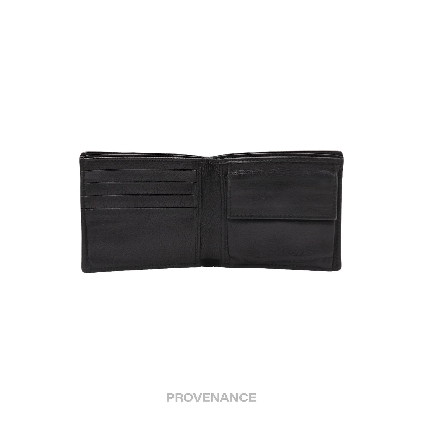 🔴 Gucci Bifold Wallet -Logo Stripe Web Black Leather