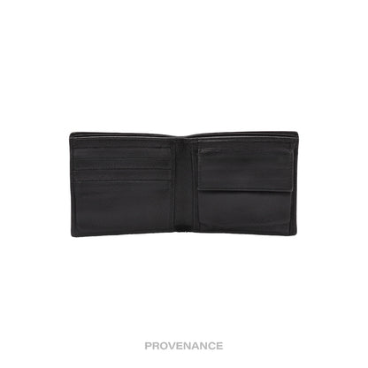 🔴 Gucci Bifold Wallet -Logo Stripe Web Black Leather