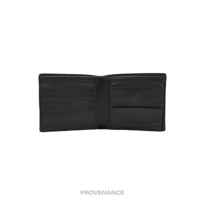🔴 Gucci Bifold Wallet -Logo Stripe Web Black Leather