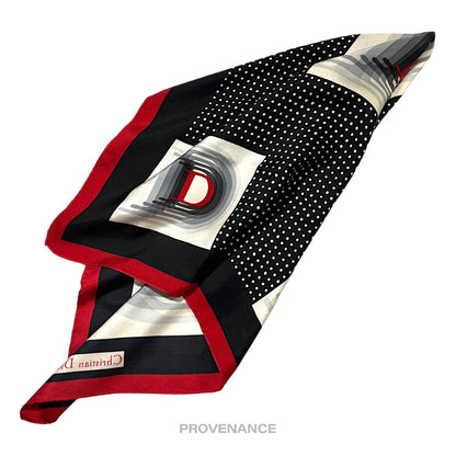 🔴 Christian Dior D Infinity Silk Scarf 75 - Red Black White